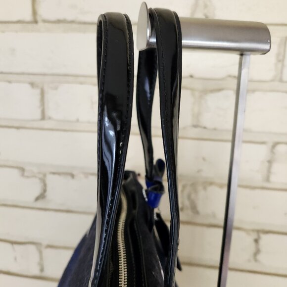 Nwot Coach Wool Blue & Black Satchel Handbag Purse - Picture 7 of 15